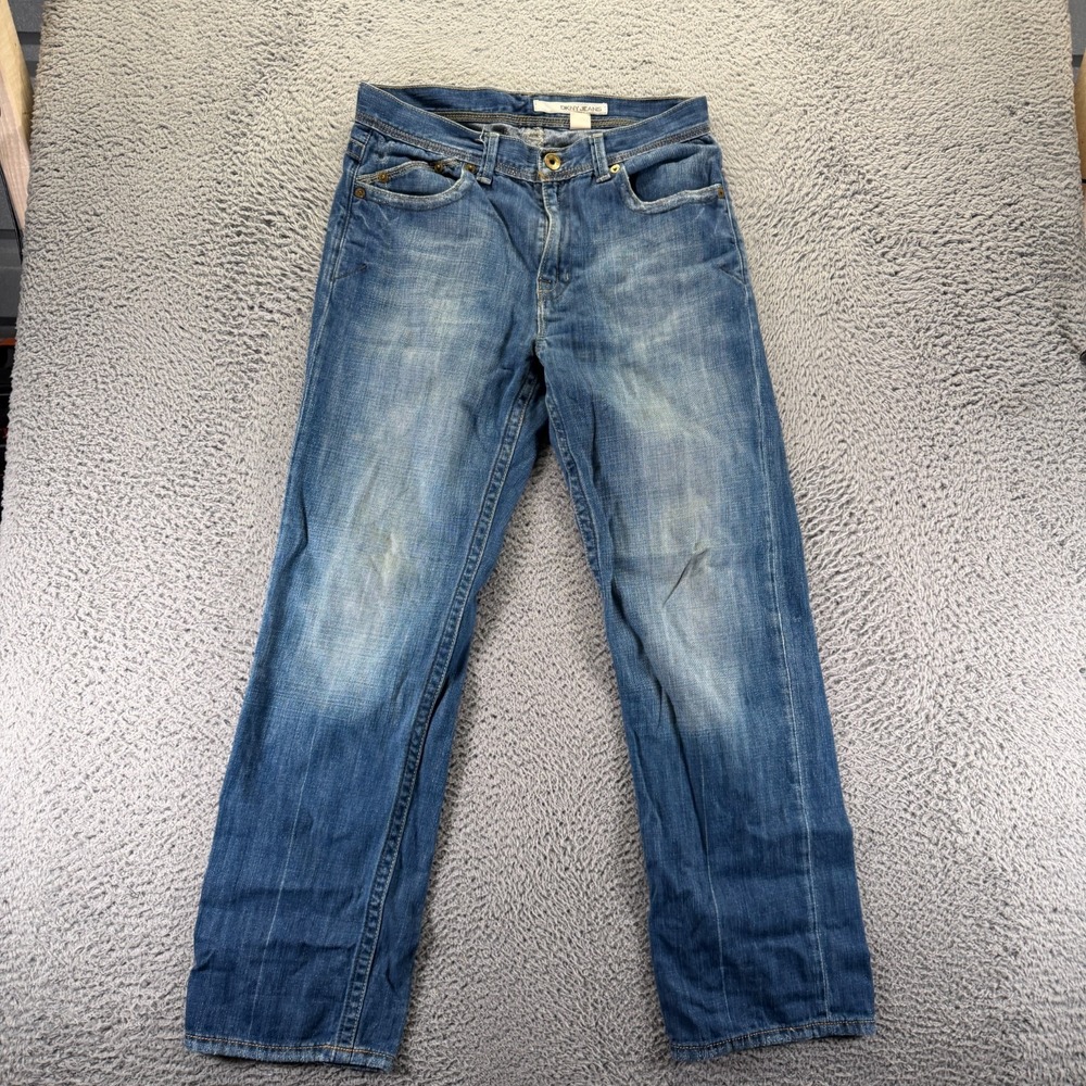 Vintage DKNY Jeans Men 33x32 Blue Cotton Denim Straight Leg Workwear Faded Baggy